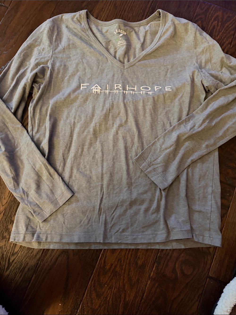 League Gray Recycled Materials V-Neck Long Sleeve Tee